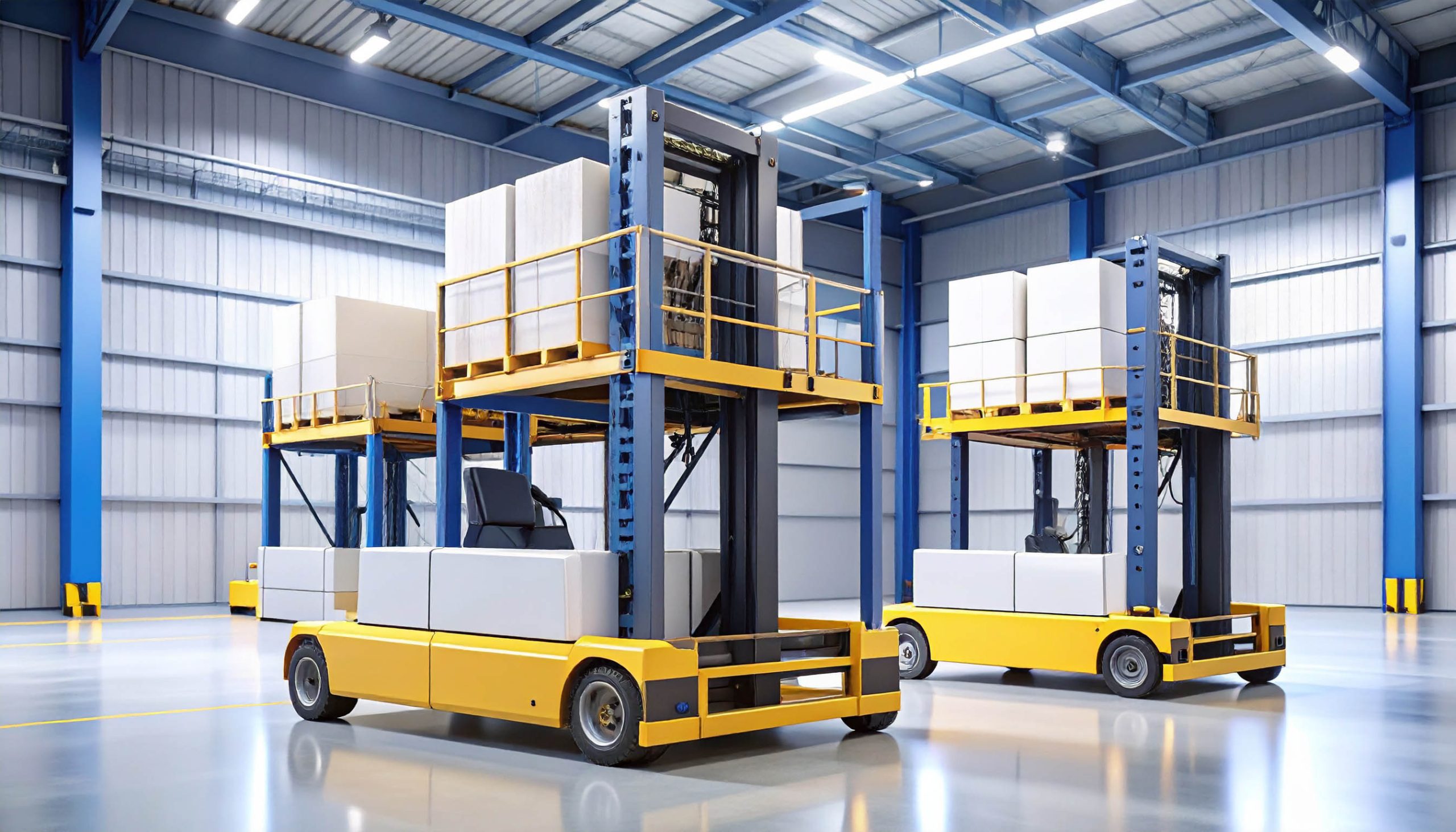 scissor lifts charging and use in warehouse